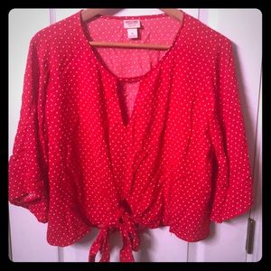 Mossimo Red & White polkadot Cropped Blouse